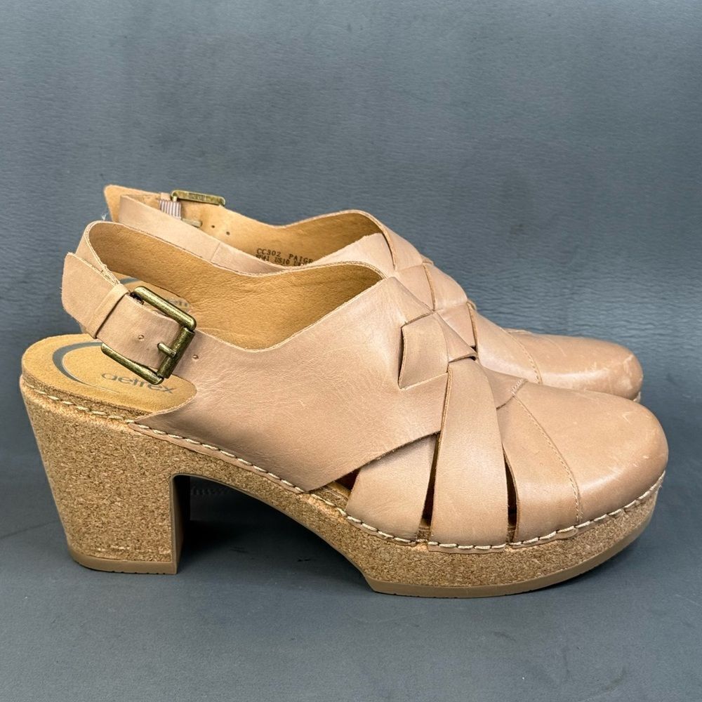 Aetrex Paige Leather Platform Slingback Clogs womens size 10